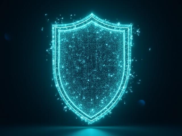 Abstract glowing shield representing financial data security